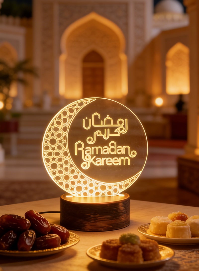يواوليتي رمضان ديكورات أضواء ، رمضان ليد ليلة ضوء ، رمضان ديكور للطاولات الهلال مصباح ، القمر ديكورات أضواء المنزل الحرف ديكور - Image 1